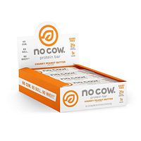 No Cow Protein Bar, Chunky Peanut Butter, 21g Plant Based Protein, Keto Friendly, Low Carb, Low Sugar, Dairy Free, Gluten Free, Vegan, High Fiber, Non-GMO, 12Count