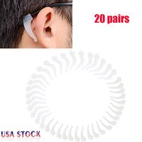 LIOOBO 20 Pairs of Eyeglass Soft Anti Slip Silicone Non Slip Hook Ear Lock Grip Holders for Women Men(White)