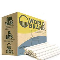 World Brand 250 Count White Short Cocktail Paper Straws - Biodegradable Drinking Straws - Eco-Friendly Party Supplies - Perfect for Juices, Shakes, Smoothies, Ice Coffee & More (White Cocktail)