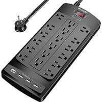 Power Strip with 8 Feet , Surge Protector with 18 Outlets and 4 USB Ports, Black