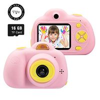 SeeKool Kids Digital Camera 18 Million Pixels, 1080P HD 2 inch Screen Creative DIY Dual Selfie Camera, Rechargeable Video Action Camcorder, Creative Birthday Festival Gift (Pink) (Pink)