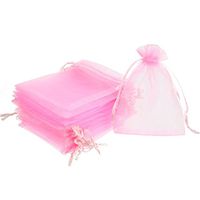 Mudder 50 Pack Organza Gift Bags Wedding Party Favor Bags Jewelry Pouches Wrap, 4 x 4.72 Inches (Pink)
