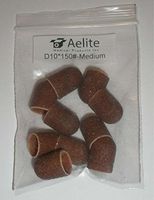 A+Elite Pedicure Abrasive Sanding Caps / Sleeves / Bands SMALL D10mm15mm 10-PACK For Callus Removal And Nail Filing (150# Medium Brown)