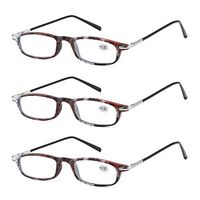 Qi Song Lightweight Retro Rectangular Frame Reading Glasses Unisex Quality Readers +1.0+1.5+2.0+2.5+3.0+3.5 (3 Pairs (3 x Leaf), 3.5)