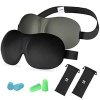 Sleep Mask, TechRise Eye Masks for Sleeping, 2 Pack Zero-Pressure 3D Contoured Sleeping Eye Cover & Blindfold with Adjustable Strap and Free Ear Plugs- Great for Travel/Nap/Night's Sleeping