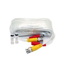 25ft Pre-made Siamese All-in-One Video and Power BNC RCA Cable with BNC to RCA Connector for CCTV Security Camera System