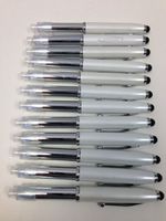 12 Lot Misprint 3-in-1 LED Light Pen, Soft Tip Stylus Combo, White