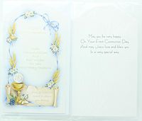 RA001 Childrens First Communion Greeting Card. Includes envelope.