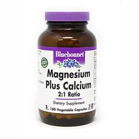 BlueBonnet Magnesium Calcium 2:1 Ratio Vegetarian Capsules, 180 Count, White