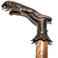 Nautical Gift Decor Vintage Antique Walking Cane Wooden Walking Stick Brown Jaguar Brass Handle