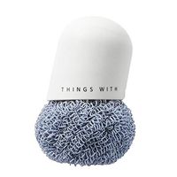 Gotian Polyester Clean Ball with Handle Kitchen Nordic Style Clean Brush Efficient Oil Removal Does Not Hurt the Hand for Kitchen Bar Dishes Cups (White)