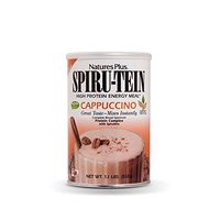 NaturesPlus SPIRU-TEIN Shake - Cappuccino Flavor - 1.1 lbs, Spirulina Protein Powder - Plant Based Meal Replacement, Vitamins & Minerals for Energy - Vegetarian, Gluten-Free - 16 Servings