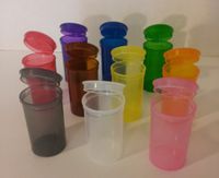12 Piece Set 19 Dram Transparent Black SqueezeToP PoP Open Rx Pill Bottles Prescription Crafts Coins Storage Medicine Containers 11 Assorted Colors U Pick