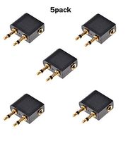 Maeline® 3.5 mm 1/8-Inch Airline Adapter for Headphone Stereo Plug 5-PACK