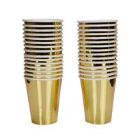 Geeklife Gold Party Cups,Thickened Disposable Paper Cups Set,10.5 oz Double-Deck Cups,Ideal for Drinks, Beverages,Water, Coffee and Tea