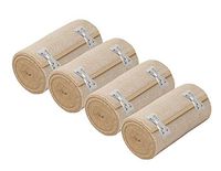 NexSkin 4" Organic Latex Free American Cotton - Comfort Elastic Bandage with Clip Fasteners - Beige, 4 Pack
