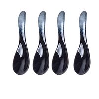 ZFF 4 pieces of porcelain color beauty creative ceramic spoon household Japanese spoon spoon spoon spoon soup spoon porridge spoon cute eating spoon (Color : Black)