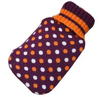 Safe PVC Hot Water Bottle with Detachable Knitted Fabric Cover Hot Therapies 1.8 Litre(Dot)