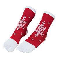 BingYELH Christmas Socks with Toes Cotton Crew Socks Xmas Five Finger Socks Unisex Cotton Funny Socks