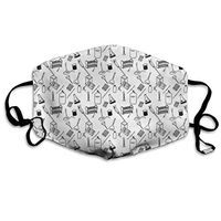 Cute Fashion Reusable Earloop Half Face Dust Proof Mouth Facial Protection Washable Outdoor Sports Cloth Face Facial Protection Black Mouth for Pollen Dust Hand Draw Chemistry