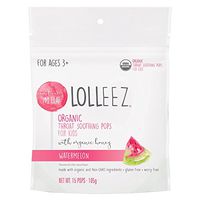 Lolleez Organic 2 Pack Throat Soothing Pops for Kids with Organic Honey, Watermelon, 30 Count