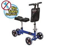 Deluxe Knee Scooter Steerable Knee Walker Crutch Alternative with Dual Braking System in Red (Blue)