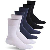Facool Men's Women's Diabetic Socks Dress, Lightweight Non Binding Thin Cotton Socks for Swollen Feet 6 Pack Black/Grey/Navy Blue Medium