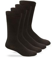 Carolina Ultimate Mens Non-Binding Diabetic Rib Dress Crew Socks 4 Pair Pack (Shoe Size: 9-13 / Sock Size: 10-13, Brown)