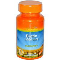 Thompson Biotin Capsules, High Potency, 5000 Mcg, 60 Count