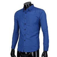 Makeupstore Men Blouse, Man Retro Printed Blouse Personality Casual Long Sleeve Slim Shirts Tops (L, Dark Blue)