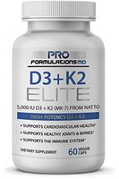 D3 + K2 Elite – Vitamin D3 (5,000 IU) + Vitamin K2 (MK-7) – 60 Day Supply – High-Potency, Bioavailable MK-7 from Japanese Fermented Natto