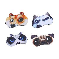 Animal Sleep Mask 4 Pack - Soft Funny Blindfolds Sleeping Mask, Cute Cat Dog Eye Cover for Kids Girls Men Women PlaneTravel Nap Night Sleeping