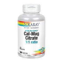 Solaray Cal-Mag Citrate with Vitamin D 1:1 Capsules, 180 Count