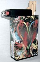 Cigarette Case Heart of Colors with Built on Lighter Holder Box