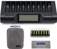 Powerex MH-C980 Turbo Charger Analyzer for AA/AAA Batteries with Powerex Pro Rechargeable AA NiMH Batteries 1.2V, 2700mAh 8-Pack and Powerex Accessory Padded Bag Travel Kit (New 2019 Model)