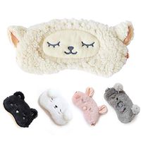 Cute Sleep Mask - Soft and Comfortable Animal Plush Blindfold Eye Cover for Kids Girls Women, Great Eyeshade for Travel, Shift Work, Meditation, Washable (White Sheep)