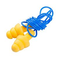 3 Pairs Yellow Christmas Tree Style Ear Plugs Blue Plastic String Strap Lines Sleeping Study Shot Block Out The Noise Sound Reusable Soft Earplugs for Children Adult
