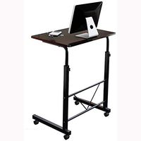 LXT PANDA Bedside Computer Table, Home Overbed Table with Tilting Top - Hospital Bed Table for Home Use, Adjustable Laptop Stand Portable Cart Tray Side Table, Black.