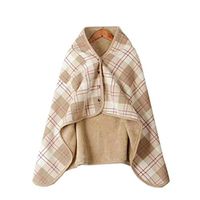 Flannel Faux Poncho for Women Light weigh Blanket Warm TV Shawl Wrap Winter Coat Cape,F,L