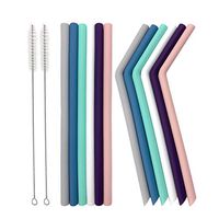 Senneny Set of 12 Silicone Drinking Straws for 30oz and 20oz Tumblers Yeti/Rtic- Reusable Silicone Straws BPA Free Extra Long with Cleaning Brushes- 6 Straight + 6 Bent- 8mm diameter