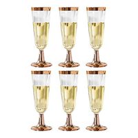 AOZBZ Plastic Champagne Flutes, 6 Pack Disposable Champagne Glasses, 5 Oz Clear Toasting Glasses for Parties, Brithdays, Wedding, Graduation Celebrations
