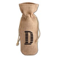 "D" Blind Initial Monogram Letter D Jute Burlap Wine Drawstring Bag