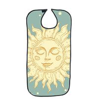 Adult Bibs with Waterproof PVC Backing, Adult The Eldly Bib Adult Washable Dining Bibs for Elderly, Sun and Stars Pattern with Snap Closure (2)