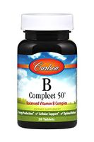 Carlson - B Compleet 50, Balanced Vitamin B Complex, Energy Production, Cellular Support & Optimal Wellness, 30 Tablets