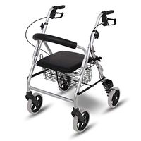Rollator Walker with Seat, Dual Brakes Comfort Handles and Backrest, Folding Walker for Seniors, Adjustable Height,Gray