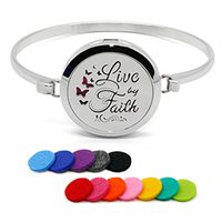 GIONO Aromatherapy Inspirational Live Faith Bracelet Essential Oil Diffuser Locket Engrave Bangle
