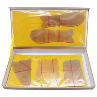 JYEMDV 5-Piece Scraping Massage Tool Household Thin Section Body Meridian Guasha Board Natural Yellow Horn Material