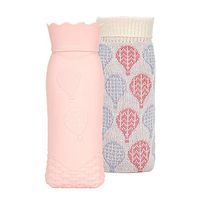 Microwave Heating Bottle Environmental Silicone Transparent Hot Water Bag with Knit Cover, Hot & Cold Therapies - Gift for Birthday, Christmas, Valentine's Day, Gift Exchange Party (Large, Pink)