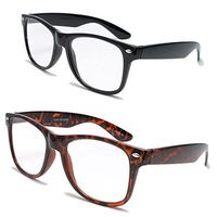 2 Pairs Deluxe Reading Glasses - Comfortable Stylish Simple Readers Rx Magnification (1 tortoise 1 black, 2 x)