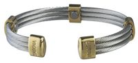 Sabona 36365 Trio Cable Stainless/Gold Magnetic Bracelet, Small/Medium